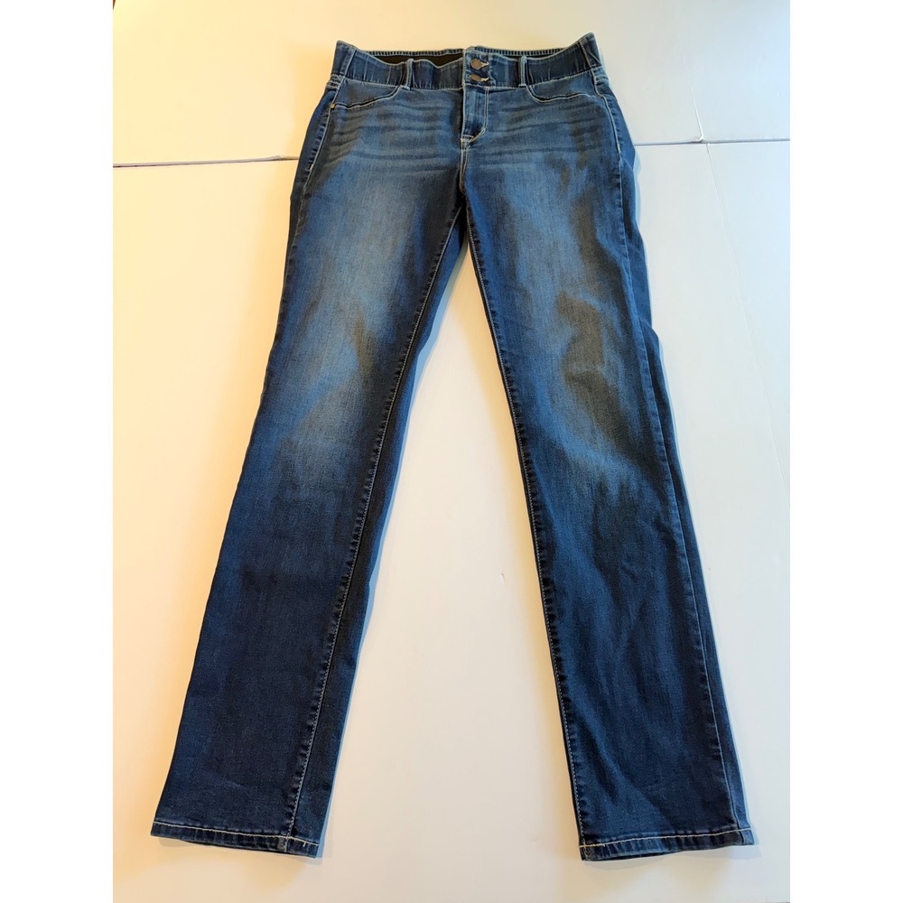 Apt. 9 Womens Straight Leg Jeans Blue Medium Wash Comfort Waistband Size 12
